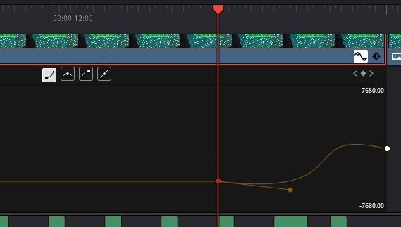 DaVinci Resolve’s basic keyframe curve editor.